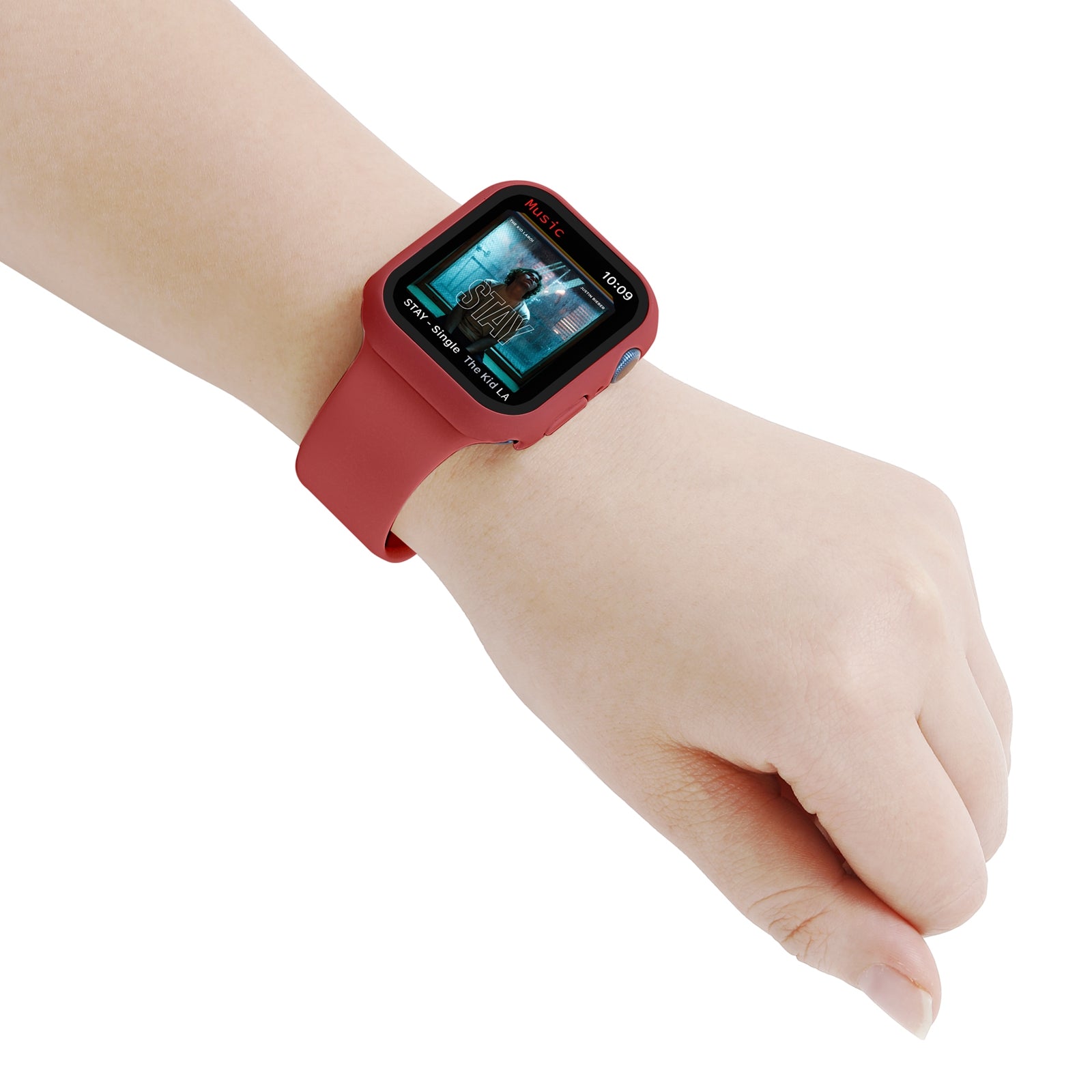 For Apple Watch Series 7 41mm Silicone Durable Watch Band+Hard PC Case with Built-in Tempered Glass Screen Film Size M L For Apple Watch Series 7 41mm Silicone Durable Watch Band+Hard PC Case with Built-in Tempered Glass Screen Film Size M L